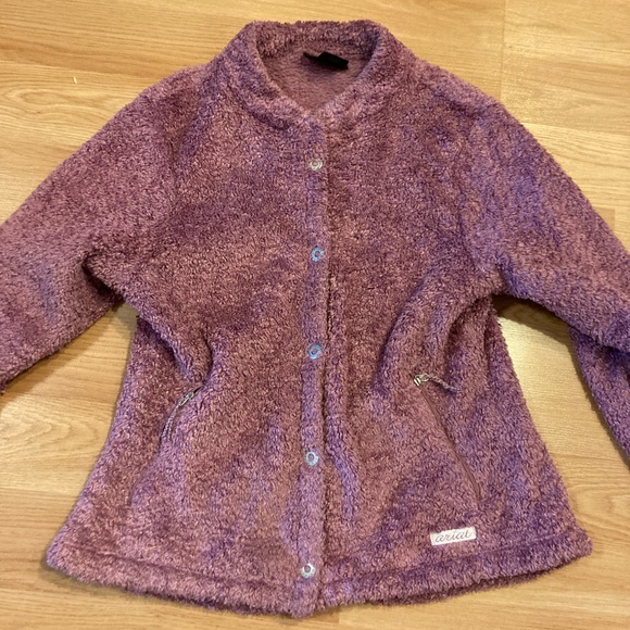 Ariat light purple/pink Sherpa mock neck jacket buttoned front size large - Picture 5 of 9